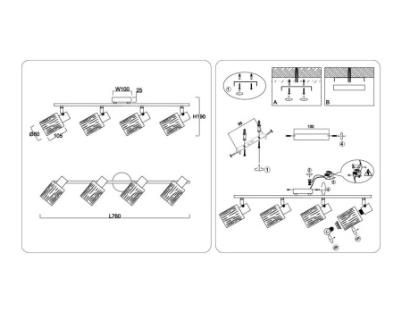 Настенно-потолочный спот Ambrella light TRADITIONAL TR8670