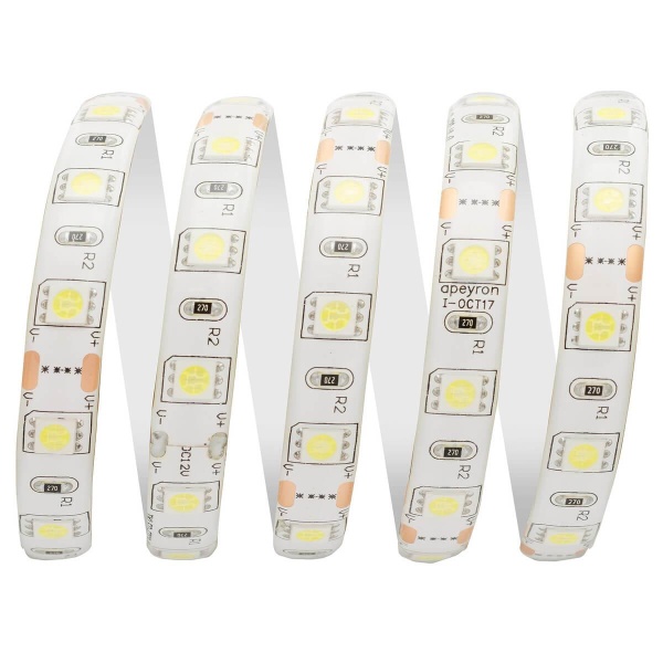 Светодиодная влагозащищенная лента Apeyron 14,4W/m 60Led/m 5050SMD холодный белый 1M 259BL