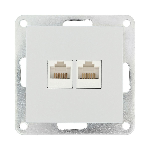 Розетка LK Studio компьютерная двойная 2хRJ-45 кат.5е с накладкой (серебристый металлик) LK80 846203-1