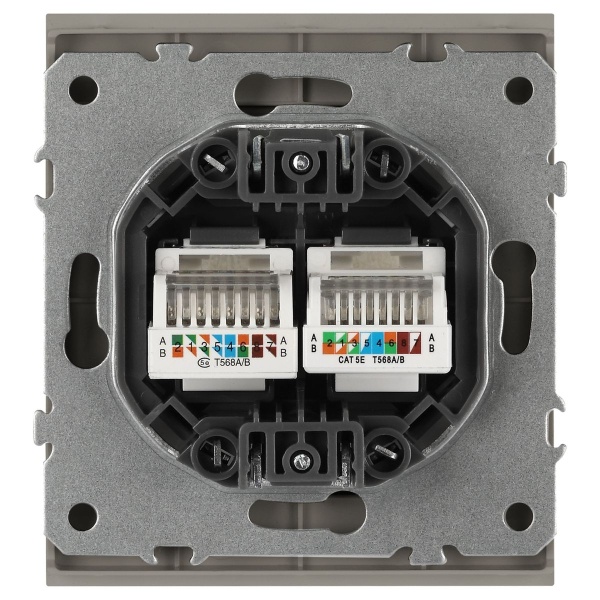 Розетка ЭРА Arktik 16-3108-07 информационная двойная 2XRJ45 титан Б0070490