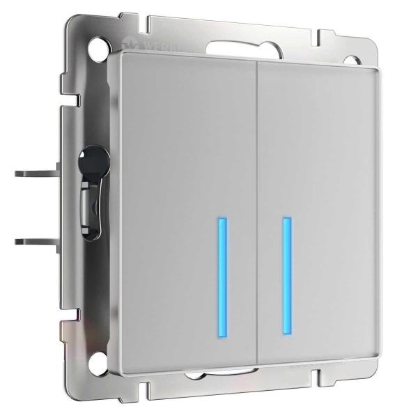 Сенсорный выключатель двухклавишный с функцией Wi-Fi Werkel (Умный дом) серебряный W4520606 a048324