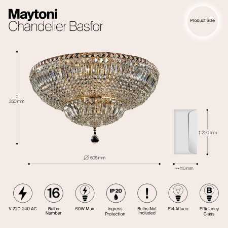Потолочная люстра Maytoni Basfor DIA100-CL-16-G