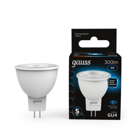 Лампа светодиодная Gauss GU4 3W 6500K матовая 132517303