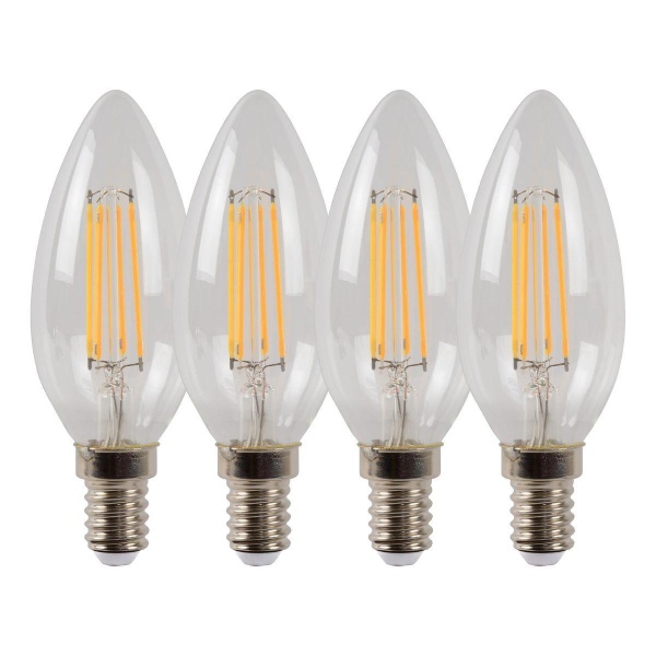 Лампа светодиодная диммируемая Lucide E14 4W 2700K прозрачная 49023/14/60