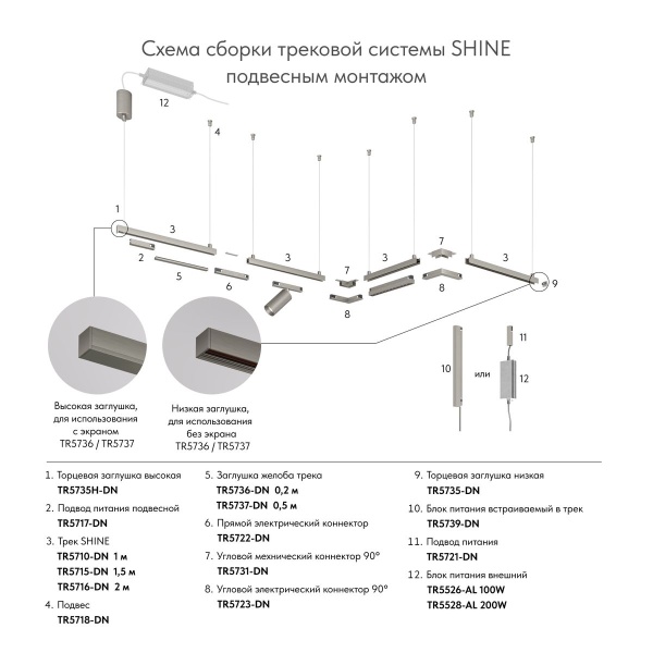 Подвод питания Denkirs Shine Base TR5717-DN