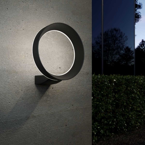 Уличный настенный светодиодный светильник Elektrostandard Ring 1710 Techno Led черный a054933