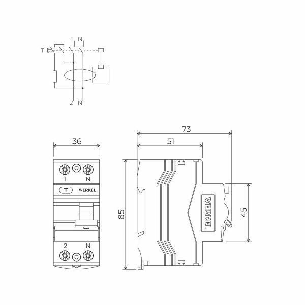 Устройство защитного отключения Werkel 1P+N 25A 30mА АС 6kА W912P256 4690389193088