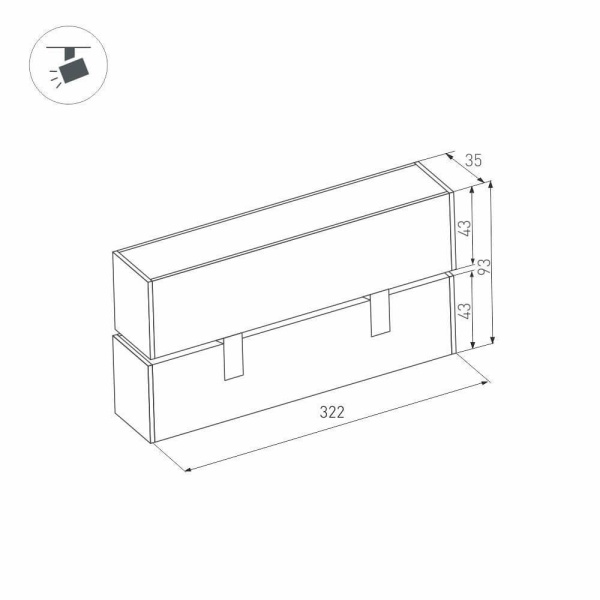 Трековый светодиодный светильник для магнитного шинопровода Arlight Mag-Laser-Fold-45-S320-12W Warm3000 026972