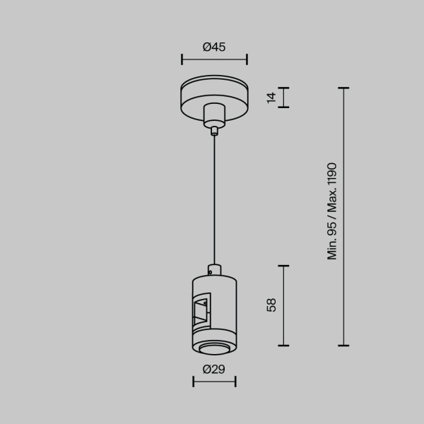Подвес тросовый Hang одинарный Maytoni Technical TRA157SW-S1-PT