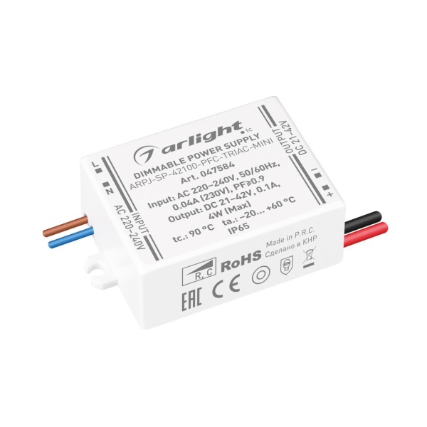 Блок питания ARPJ-SP-42100-PFC-TRIAC-MINI (4W, 21-42V, 100mA) Arlight 047584