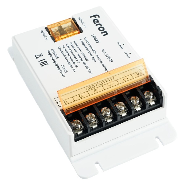 Контроллер RGB с пультом, таймером и визуализатором звука, 12-24-48V Feron LD483 52098