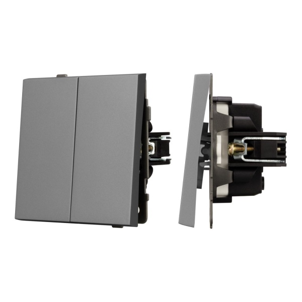 Механизм выключателя двухклавишный проходной SWT-TENDO-MKP2-PL-GR (230V, 10A) Arlight 054068