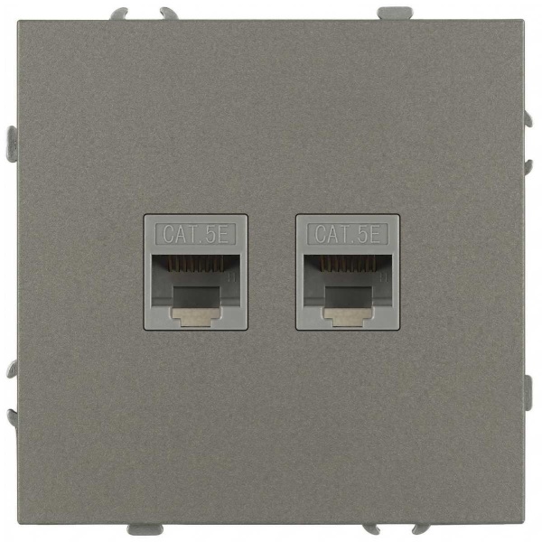 Розетка ЭРА Galaxy 15-3108-07 информационная двойная 2XRJ45 IP20 титан Б0070768