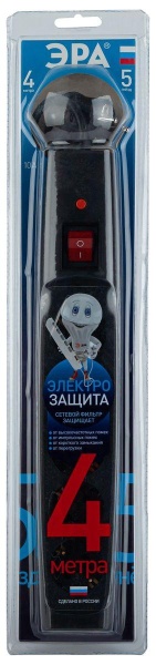 Сетевой фильтр ЭРА 5гн 4м с/з SFX-5es-4m-B Б0044022