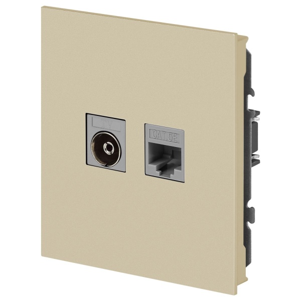 Розетка ЭРА Arktik 16-3110-04 комбинированная RJ45+TV шампань Б0070497