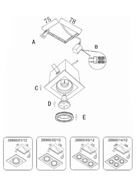Встраиваемый светильник Lucide Chimney 28900/02/12
