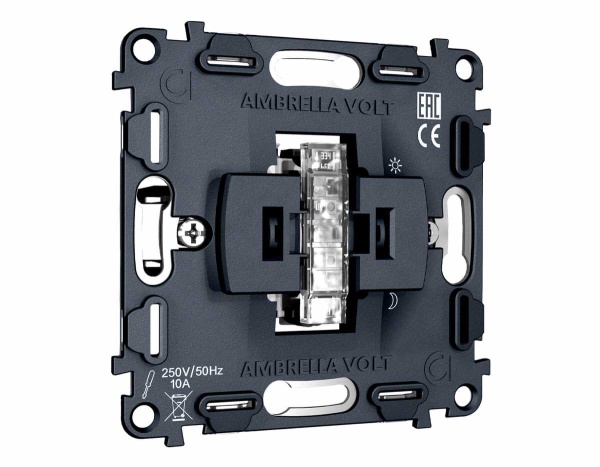 Механизм 1-клавишного выключателя с самовозвратом 10A-250V Ambrella Volt QUANT VM113