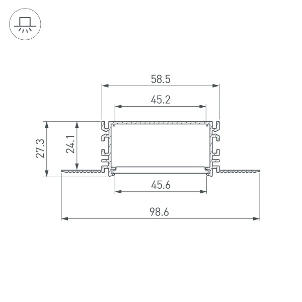 Профиль встраиваемый Arlight Fantom-Bent-W49-Side-2000 Anod 046423