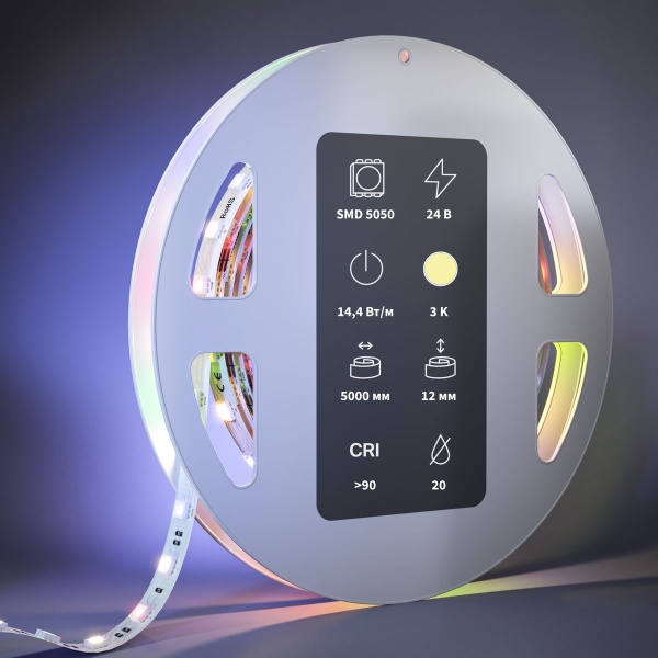 Светодиодная лента Maytoni 14,4W/m 60LED/m 5050SMD теплый белый + RGB 5M 201132