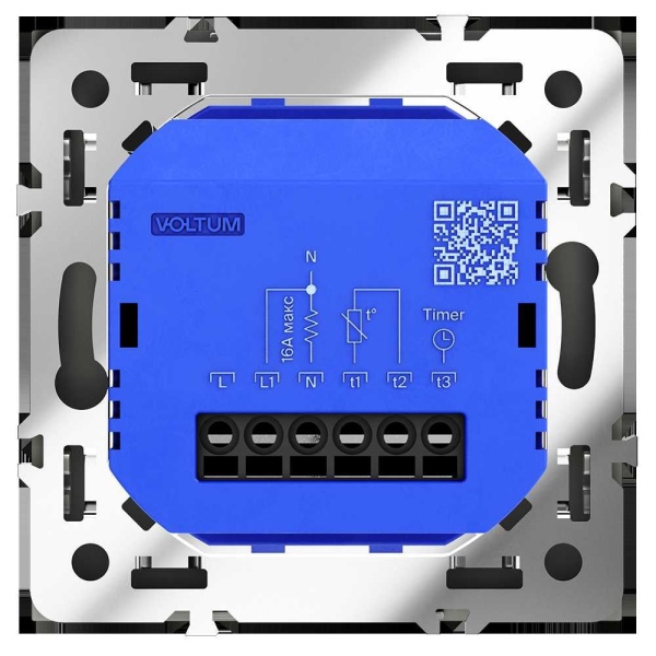 Терморегулятор электронный Voltum S70 с индикацией и датчиком, для теплого пола, (черный матовый) VLS070108