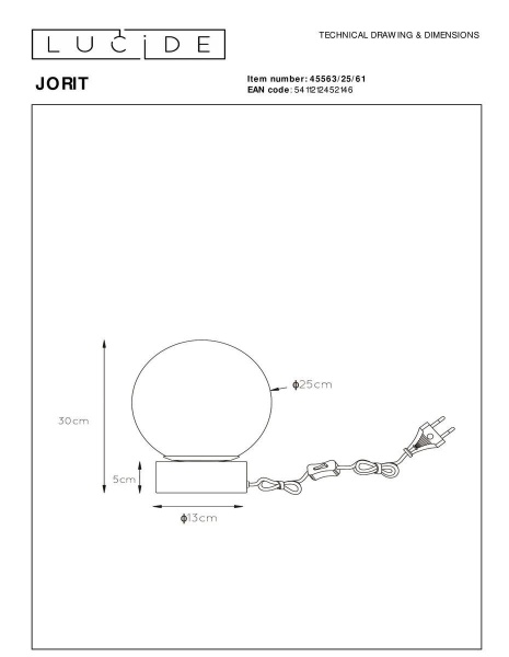 Настольная лампа Lucide Jorit 45563/25/61