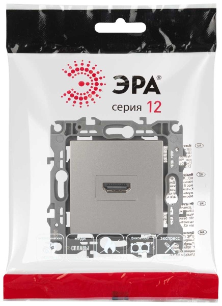 Розетка ЭРА Серия 12 12-3114-16 HDMI титан Б0065714